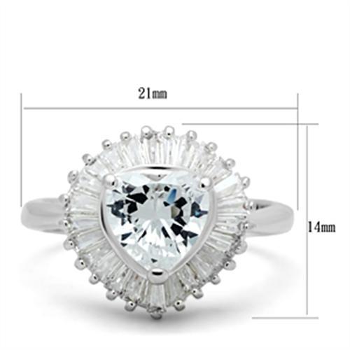 SS041 - Silver 925 Sterling Silver Ring with AAA Grade CZ  in Clear