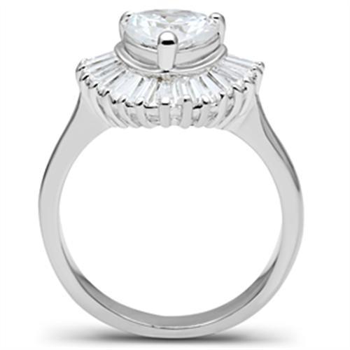 SS041 - Silver 925 Sterling Silver Ring with AAA Grade CZ  in Clear