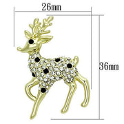 LO2822 - Flash Gold White Metal Brooches with Top Grade Crystal  in Jet