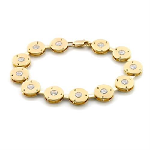 LO591 - Matte Gold & Gold Brass Bracelet with AAA Grade CZ  in Clear