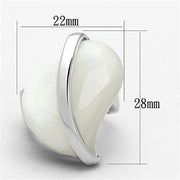 LO2944 - Rhodium Brass Ring with Synthetic Synthetic Stone in White