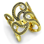TK1506 - IP Gold(Ion Plating) Stainless Steel Ring with Top Grade Crystal  in Clear