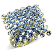 TK1643 - IP Gold(Ion Plating) Stainless Steel Ring with Top Grade Crystal  in Light Sapphire
