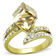 TK1745 - IP Gold(Ion Plating) Stainless Steel Ring with Top Grade Crystal  in Champagne