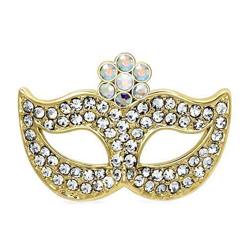 LO2808 - Flash Gold White Metal Brooches with Top Grade Crystal  in Aurora Borealis (Rainbow Effect)