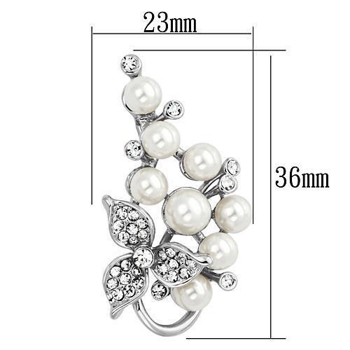 LO2852 - Imitation Rhodium White Metal Brooches with Synthetic Pearl in White