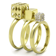 TK1630 - IP Gold(Ion Plating) Stainless Steel Ring with AAA Grade CZ  in Clear