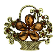 LO2760 - Antique Copper White Metal Brooches with Synthetic Acrylic in Smoked Quartz