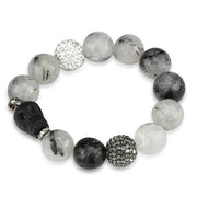 LO3788 - Ruthenium Brass Bracelet with Synthetic Onyx in Multi Color