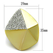 LO3902 - Gold+Rhodium Brass Ring with Top Grade Crystal  in Clear