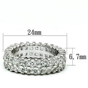 LO2431 - Rhodium Brass Ring with AAA Grade CZ  in Clear