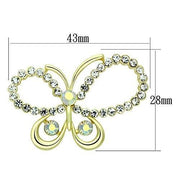 LO2865 - Flash Gold White Metal Brooches with Top Grade Crystal  in Aurora Borealis (Rainbow Effect)