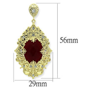 LO3673 - Gold & Brush Brass Earrings with Synthetic Synthetic Glass in Siam