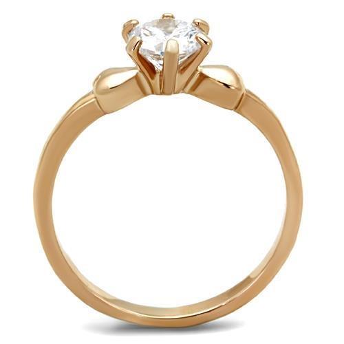 TK1596 - IP Rose Gold(Ion Plating) Stainless Steel Ring with AAA Grade CZ  in Clear