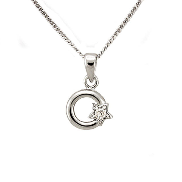 LOA1354 - Rhodium Brass Chain Pendant with AAA Grade CZ  in Clear