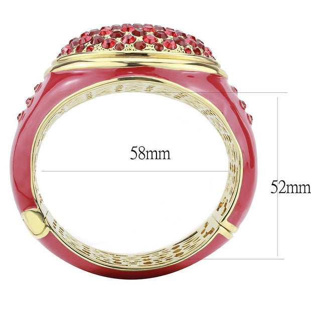 LO4351 - Gold Brass Bangle with Top Grade Crystal  in Multi Color