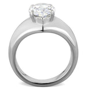 TK1774 - High polished (no plating) Stainless Steel Ring with AAA Grade CZ  in Clear