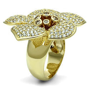 LO2484 - Gold Brass Ring with AAA Grade CZ  in Champagne