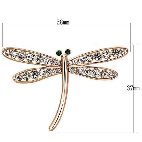 LO2826 - Flash Rose Gold White Metal Brooches with Top Grade Crystal  in Clear