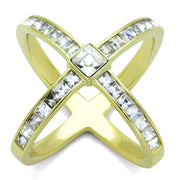 TK1726 - IP Gold(Ion Plating) Stainless Steel Ring with Top Grade Crystal  in Clear