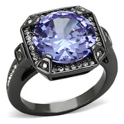LO3075 - Ruthenium Brass Ring with AAA Grade CZ  in Tanzanite