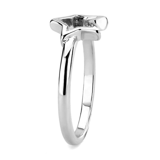 LO3982 - Rhodium Brass Ring with No Stone