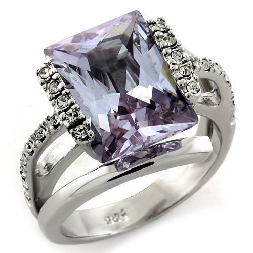 LOAS1124 - Rhodium 925 Sterling Silver Ring with AAA Grade CZ  in Light Amethyst