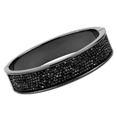 LO4286 - IP Black(Ion Plating) Brass Bangle with Top Grade Crystal  in Jet