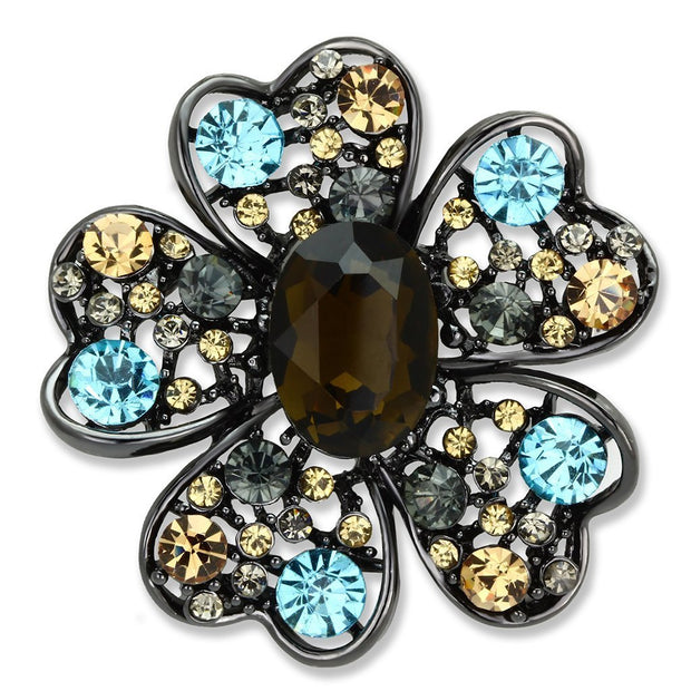 LO2926 - Ruthenium White Metal Brooches with Synthetic Synthetic Glass in Brown