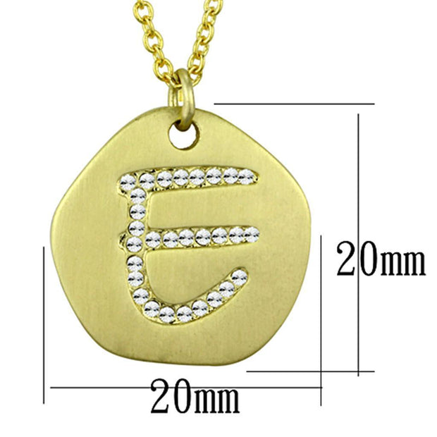 LO3481 - Gold Brass Chain Pendant with Top Grade Crystal  in Clear