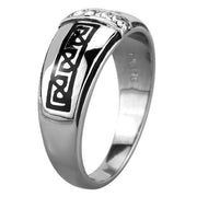 TK1801 - High polished (no plating) Stainless Steel Ring with Top Grade Crystal  in Clear