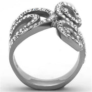 TK1437 - High polished (no plating) Stainless Steel Ring with Top Grade Crystal  in Clear