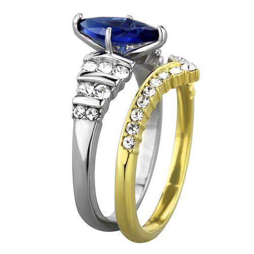 TK1796 - Two-Tone IP Gold (Ion Plating) Stainless Steel Ring with Synthetic Synthetic Glass in Montana