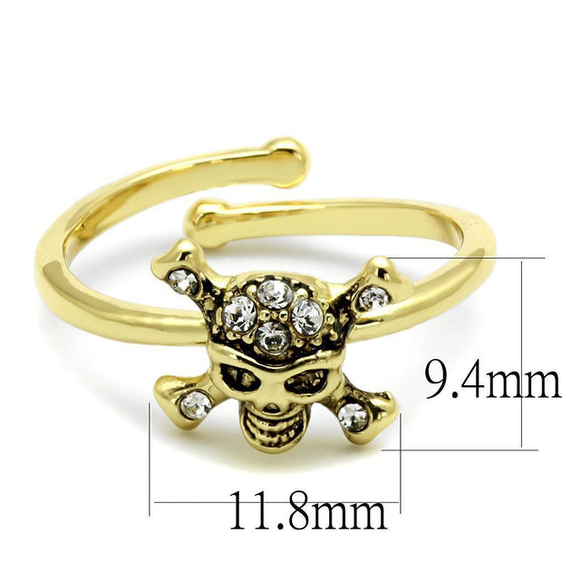 LO4056 - Flash Gold Brass Ring with Top Grade Crystal  in Clear