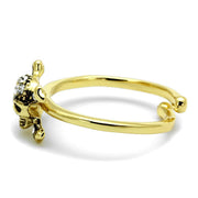 LO4056 - Flash Gold Brass Ring with Top Grade Crystal  in Clear