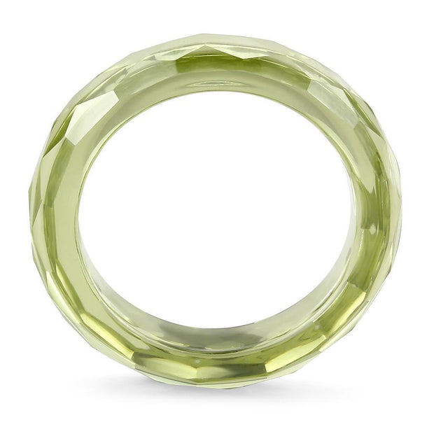 LOS082 -  Stone Ring with AAA Grade CZ  in Olivine color