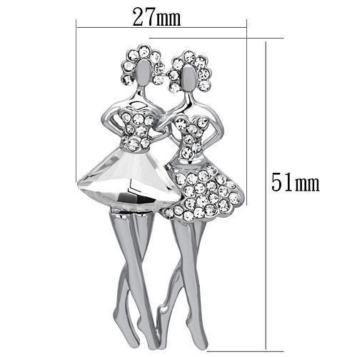 LO2775 - Imitation Rhodium White Metal Brooches with Synthetic Synthetic Glass in Clear