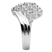 SS035 - Silver 925 Sterling Silver Ring with AAA Grade CZ  in Clear