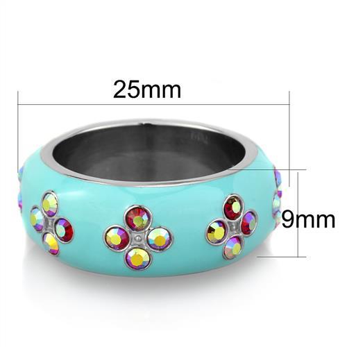 TK1768 - High polished (no plating) Stainless Steel Ring with Top Grade Crystal  in Light Rose