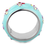 TK1768 - High polished (no plating) Stainless Steel Ring with Top Grade Crystal  in Light Rose