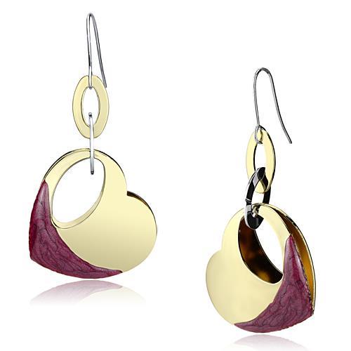 LO2693 - Gold Iron Earrings with Epoxy  in Siam