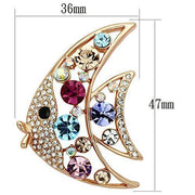 LO2923 - Flash Rose Gold White Metal Brooches with Top Grade Crystal  in Multi Color