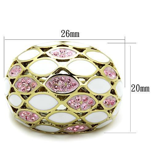 TK1742 - IP Gold(Ion Plating) Stainless Steel Ring with Top Grade Crystal  in Light Rose