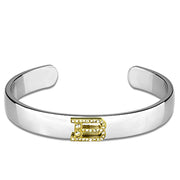 LO3612 - Reverse Two-Tone White Metal Bangle with Top Grade Crystal  in Clear