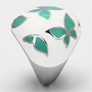 TK1137 - High polished (no plating) Stainless Steel Ring with Epoxy  in Emerald