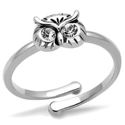 LO4049 - Rhodium Brass Ring with Top Grade Crystal  in Clear