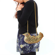 LO2378 - Gold White Metal Clutch with Top Grade Crystal  in Multi Color