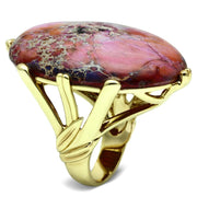 LO2432 - Gold Brass Ring with Synthetic Jade in Light Amethyst