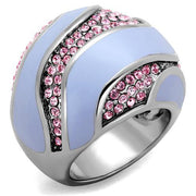 TK1744 - High polished (no plating) Stainless Steel Ring with Top Grade Crystal  in Light Rose
