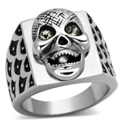TK1056 - High polished (no plating) Stainless Steel Ring with Top Grade Crystal  in Black Diamond